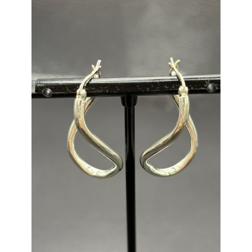 EUC Sterling Silver Twist Tube Earrings 925 H19